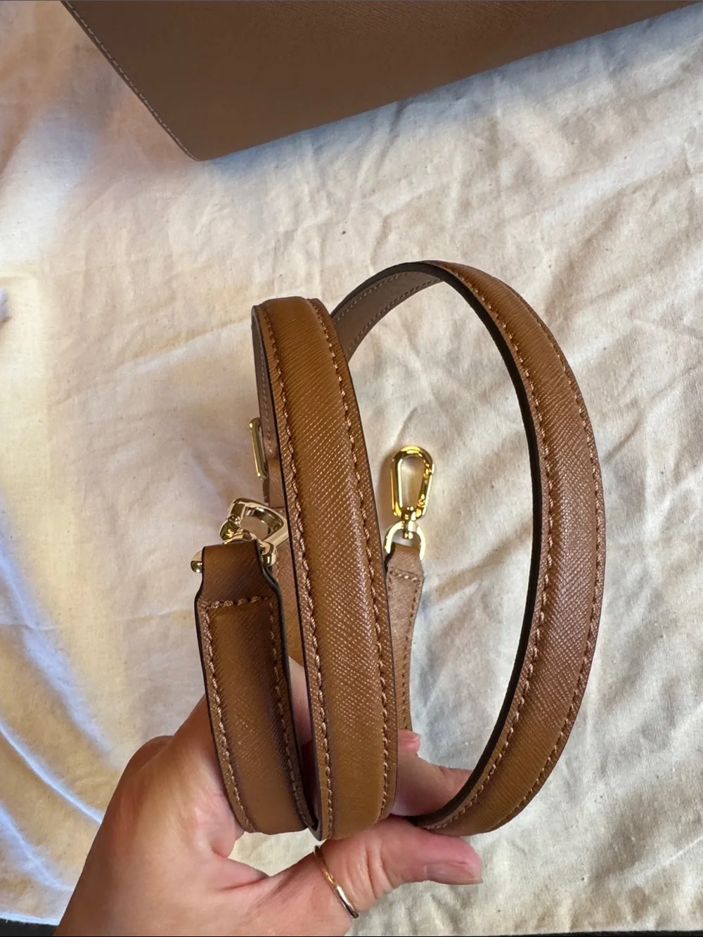 Tory Burch Leather Top Handle Bag with Tassel Charm